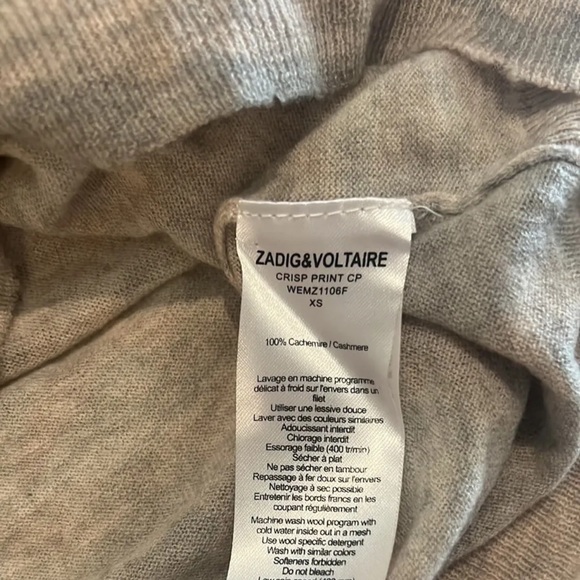 Zadig & Voltaire Beige Cashmere Crisp Neutral Camo Crew Neck Sweater - Picture 7 of 7